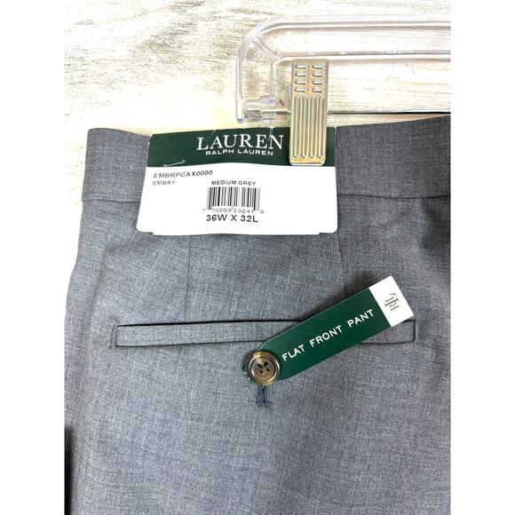 Lauren Ralph Lauren Men’s 36x32 Embry Medium Gray Flat Front Dress Pants NWT - Picture 4 of 7